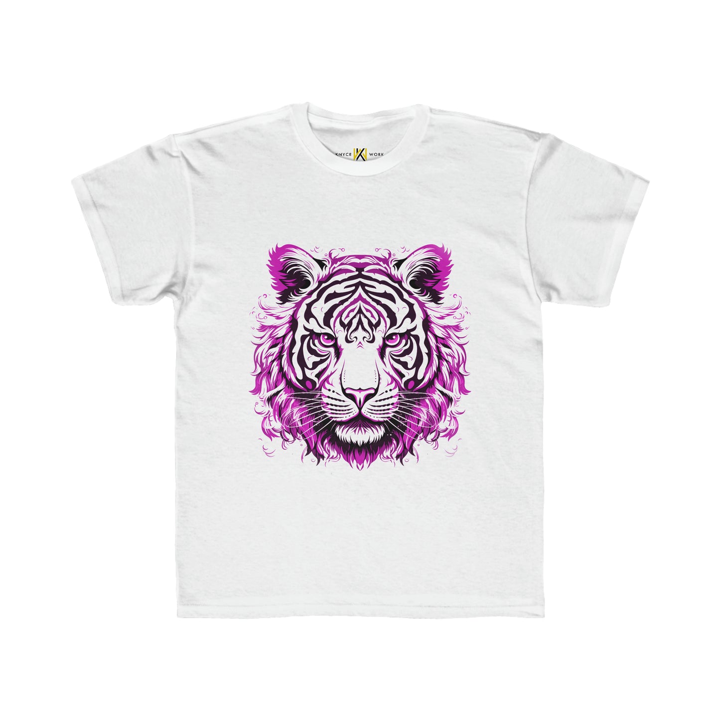 Pink Flame White Tiger Kids Tee