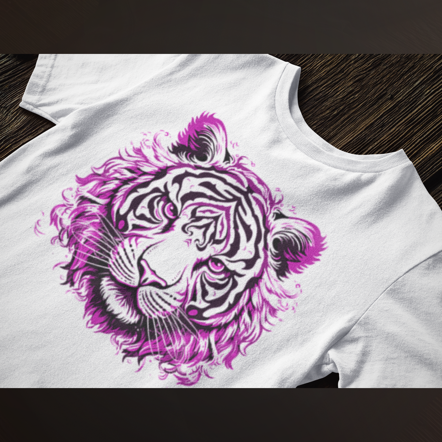 Pink Flame White Tiger Kids Tee