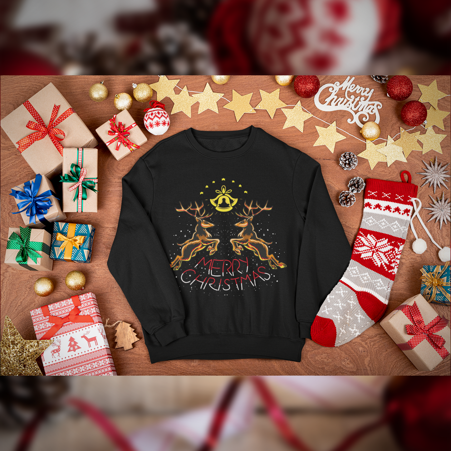 Merry Christmas Reindeer Crewneck Sweatshirt