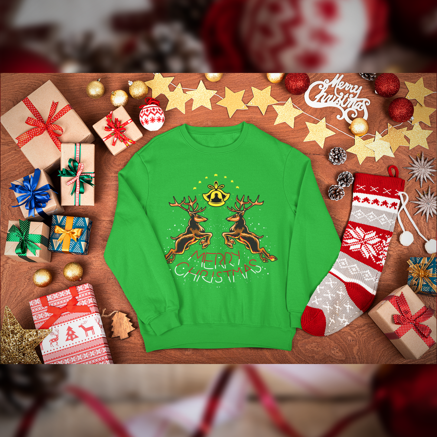 Merry Christmas Reindeer Crewneck Sweatshirt