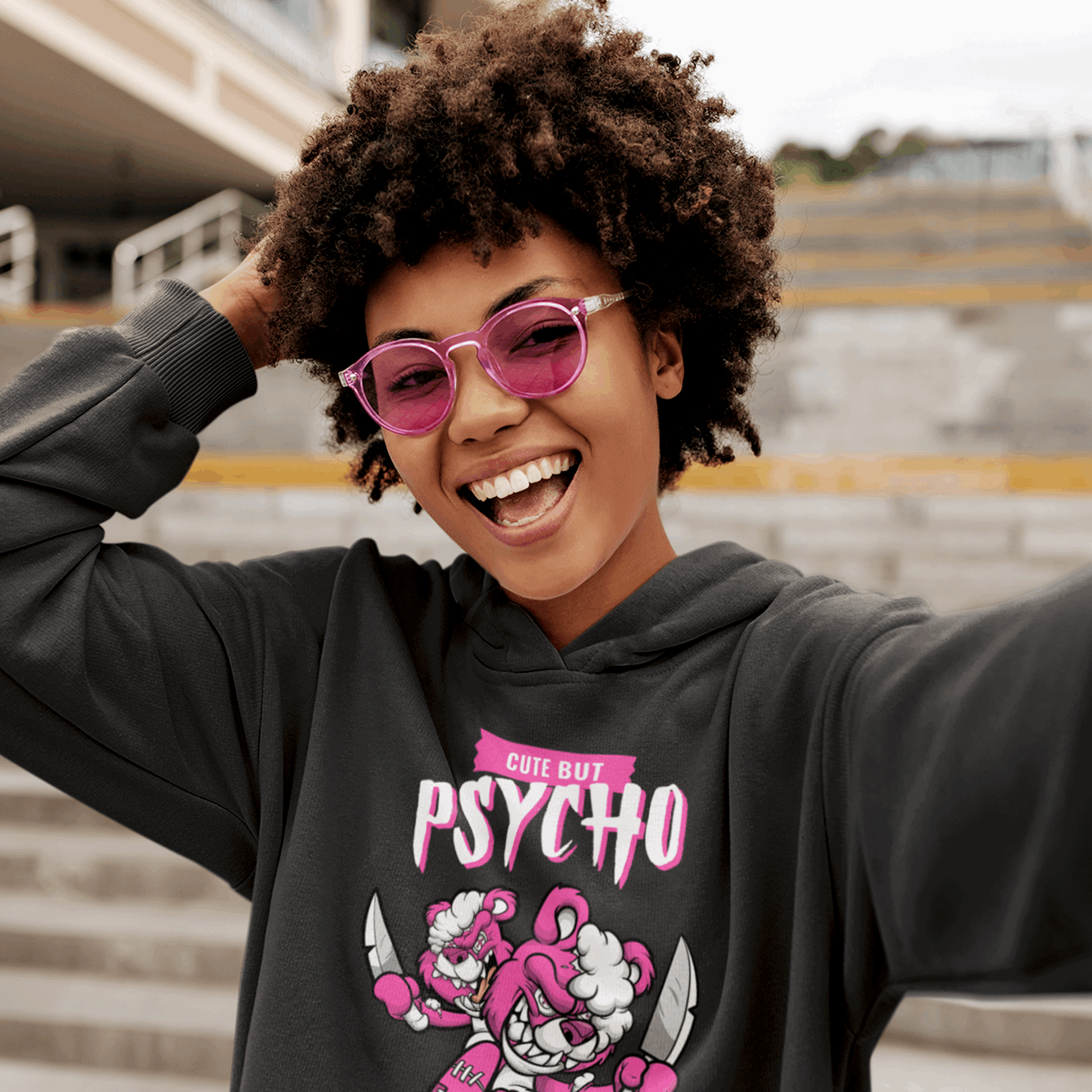 Cute But Psycho Cartoon Hoodie