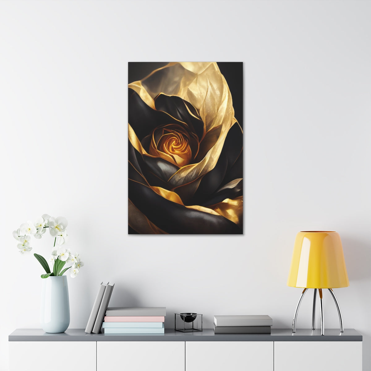 Royal Black Rose Canvas Wraps