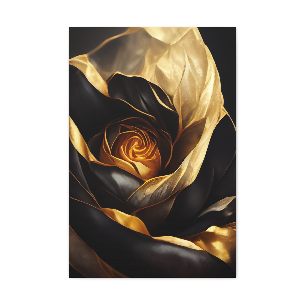 Royal Black Rose Canvas Wraps