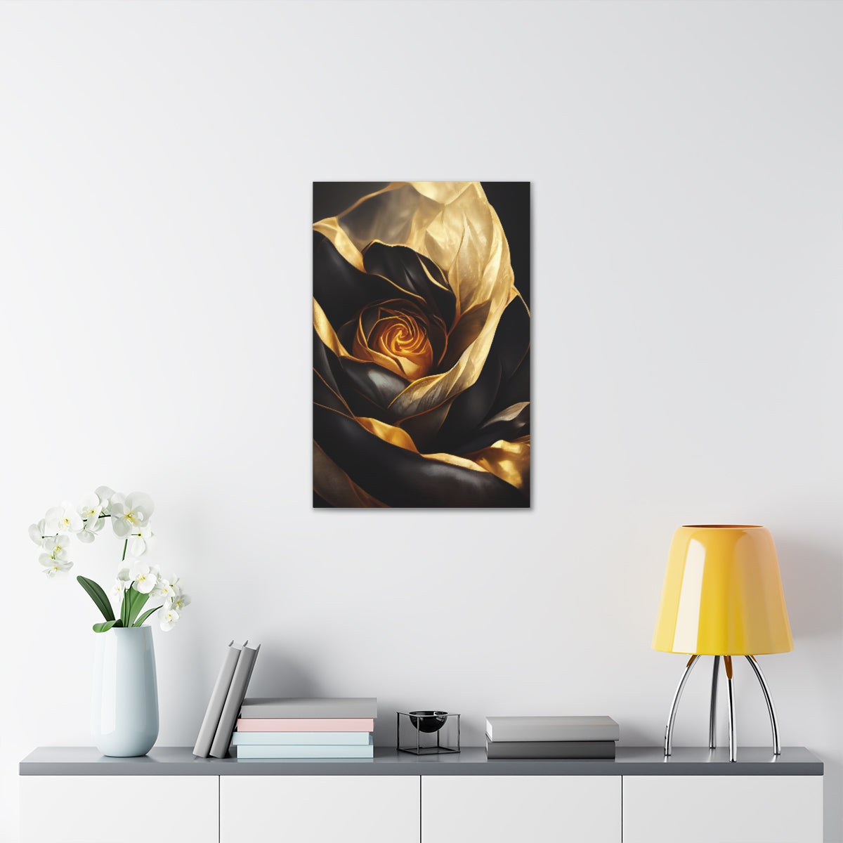 Royal Black Rose Canvas Wraps