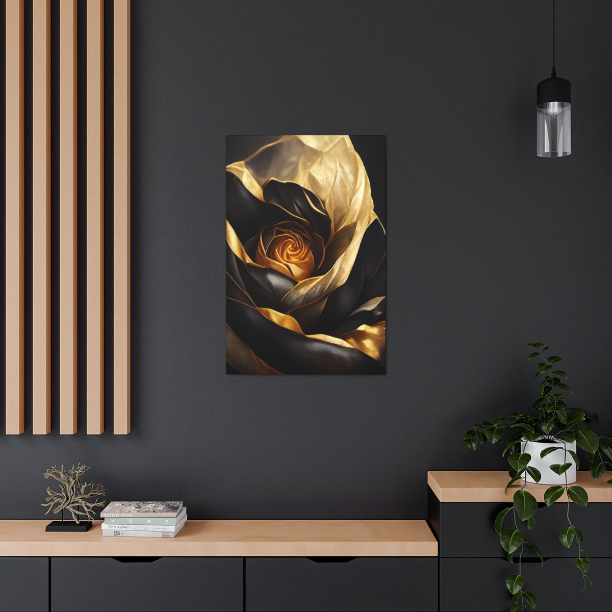 Royal Black Rose Canvas Wraps