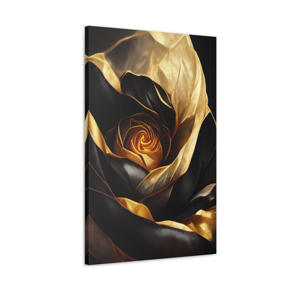 Royal Black Rose Canvas Wraps