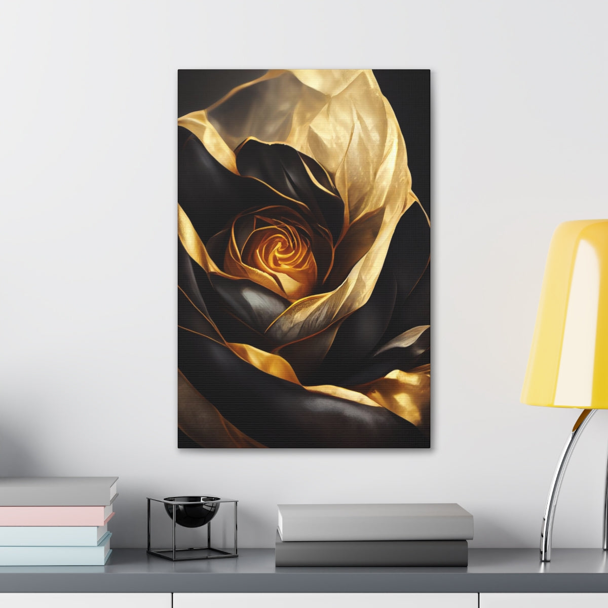 Royal Black Rose Canvas Wraps