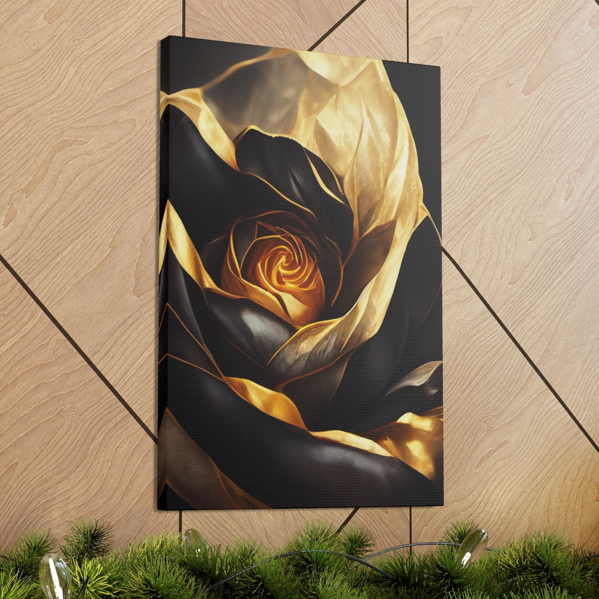 Royal Black Rose Canvas Wraps